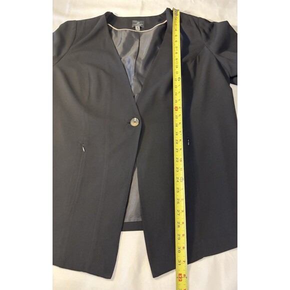 ADRIANNA PAPELL Black Single Button Ruched Sleeve Blazer 18W Zip Pocket Classic - Picture 11 of 12